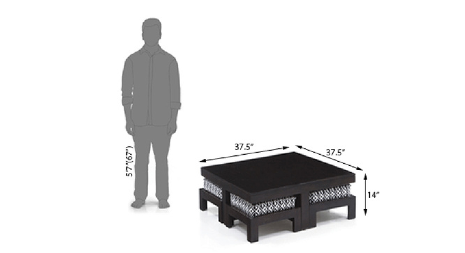 Tribal Coffee Table Set(Walnut Black&White)